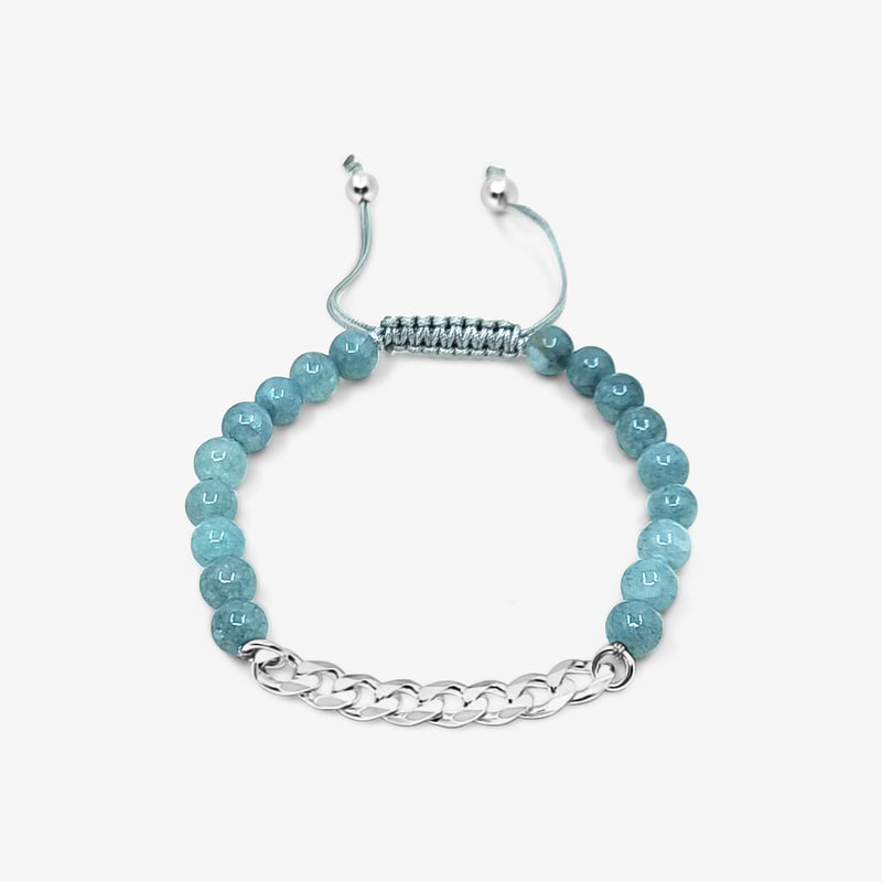 Jade Imitation Amazonite Beads with Curb Chain Bracelet