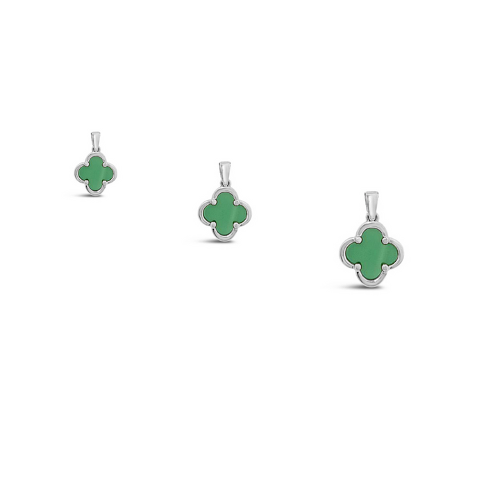 Clover Pendant-Green Onyx Solid Gold 10k