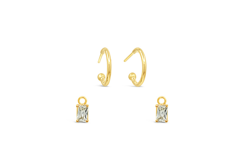 White CZ  10mm Hoop Set -Gold