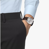 Tissot Gentleman-40mm-Quartz-Argent-Cuir Brun