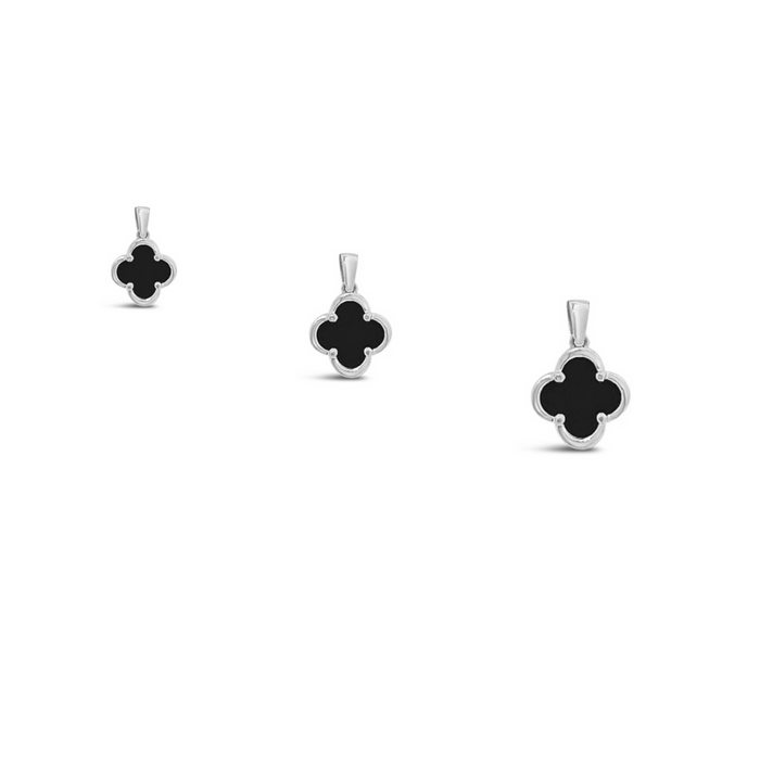 Clover Pendant-Black Agate Solid Gold 10k