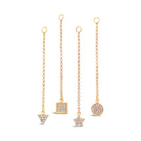 Single Earring Round CZ Charm with Chain