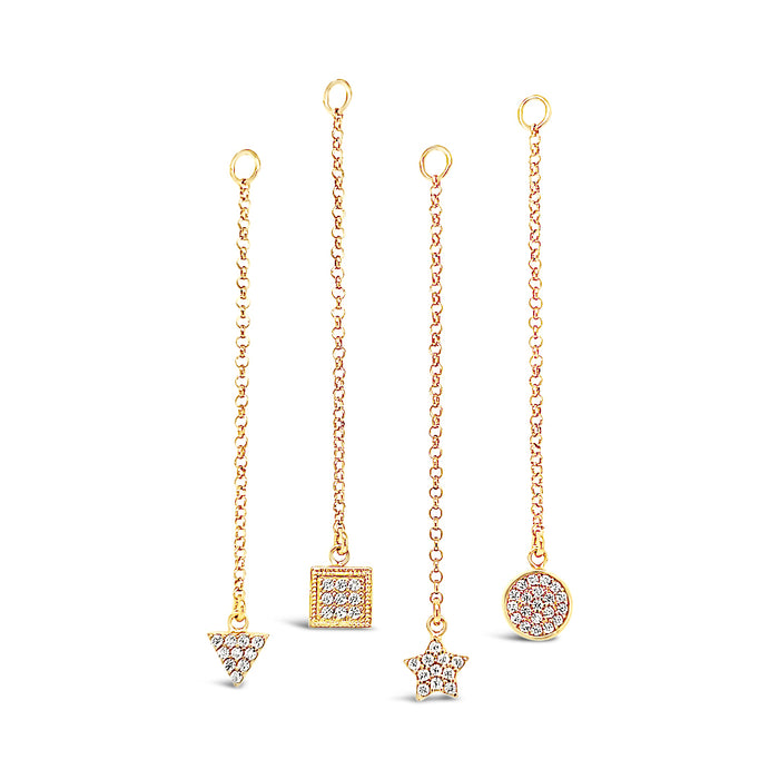 Single Earring Triangle CZ Charm with Chain