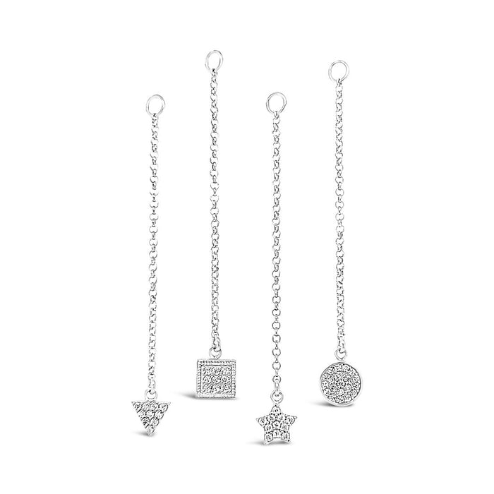 Single Earring Triangle CZ Charm with Chain