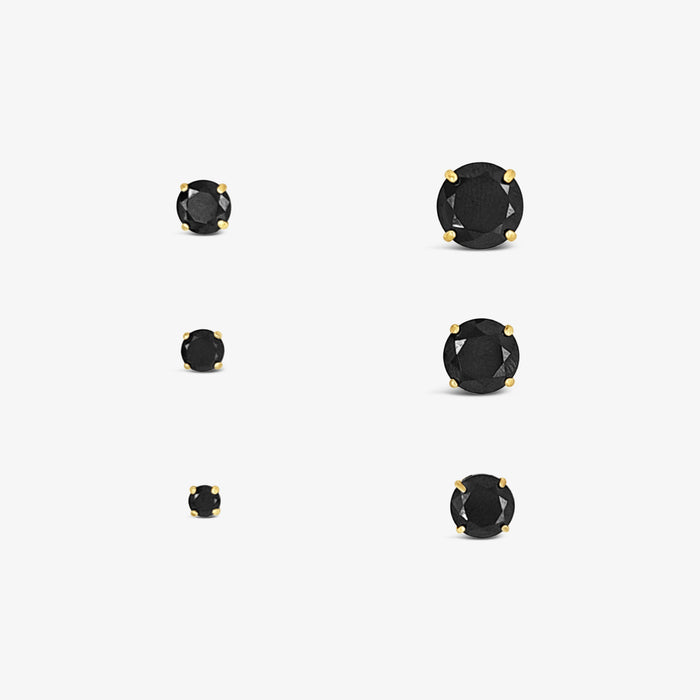 Round 0.50 CTW Black Studs - 10K Gold