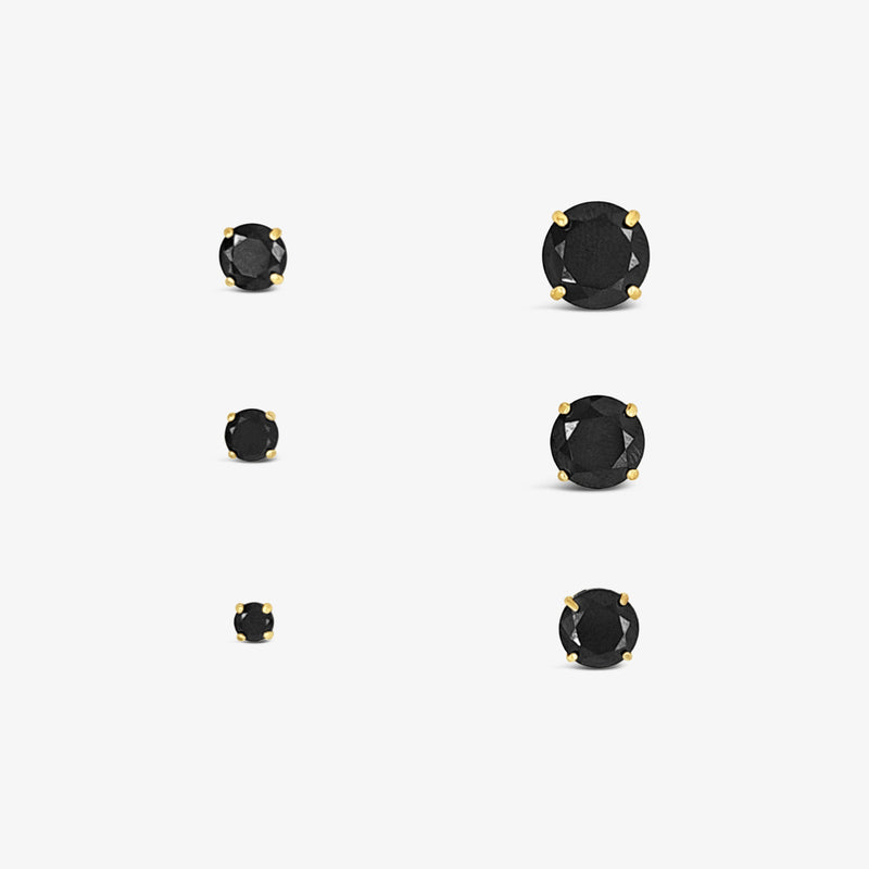 Round 2.60 CTW Black Studs - 10K Gold