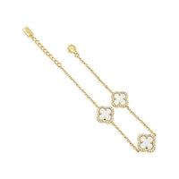 Three Clover Bracelet-Mother of Pearl-Gold