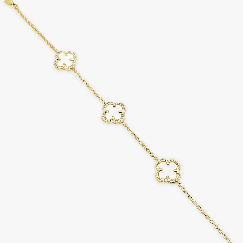 Three Clover Bracelet-Mother of Pearl-Gold