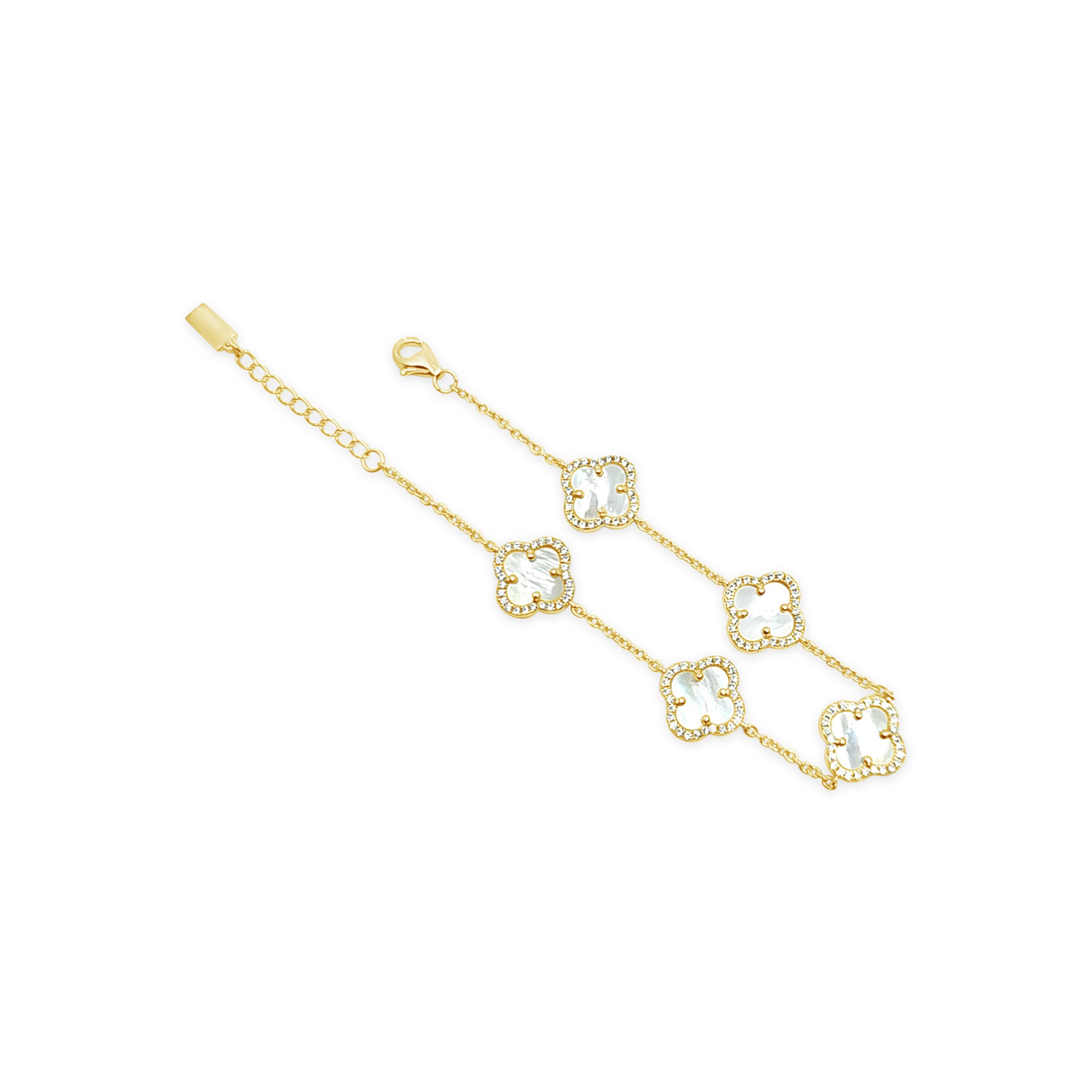 5 Four Clover Bracelet-Mother Of Pearl-Gold – Lutiro