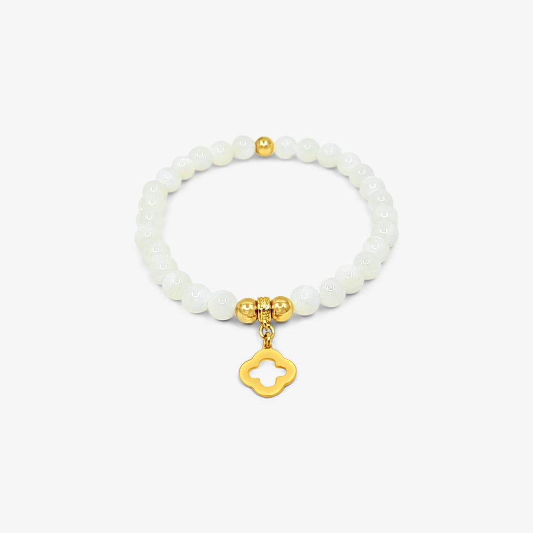 Mother of Pearl Clover Bracelet-Gold