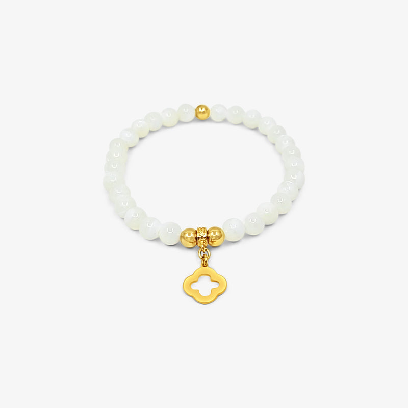 Mother of Pearl Clover Bracelet-Gold