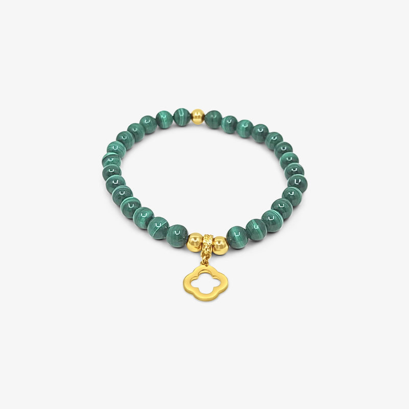 Malachite Clover Bracelet-Gold