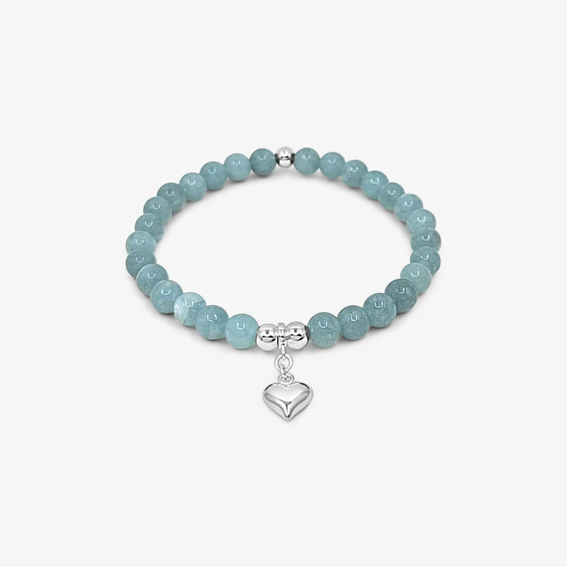 Bracelet bleu jade avec coeur