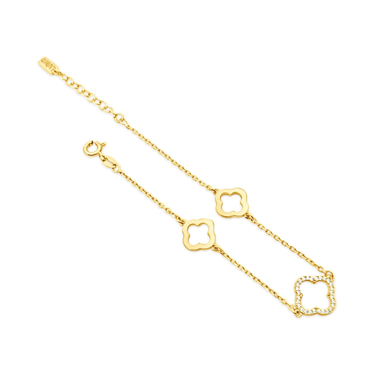 Clover Bracelet  with CZ-Gold