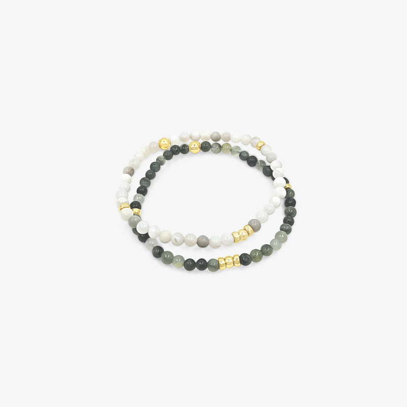 Two Beaded Bracelet-Gold