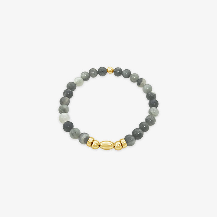 Beaded Green Line Quartz Bracelet-Gold