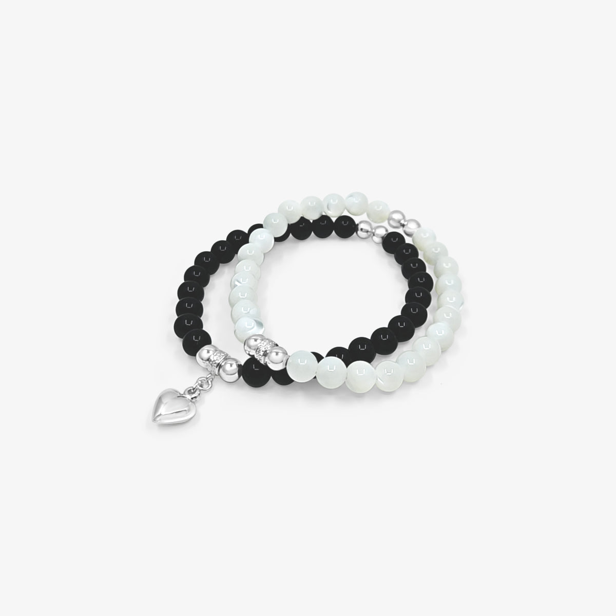 Deux bracelets - onyx noir et nacre de perle