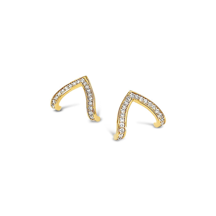 Pave CZ WishBone Studs-White