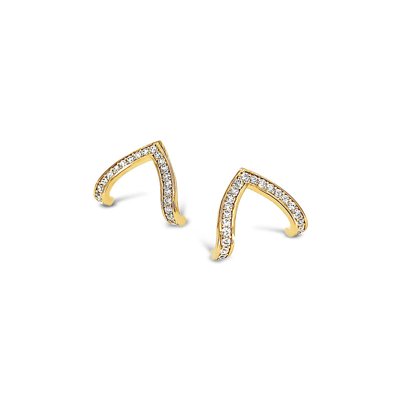 Pave CZ WishBone Studs-White