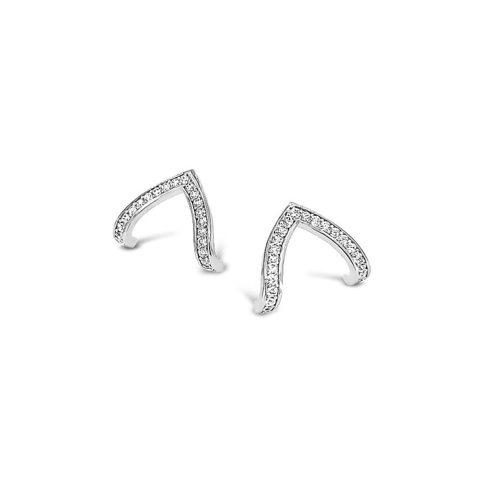 Pave CZ WishBone Studs-White