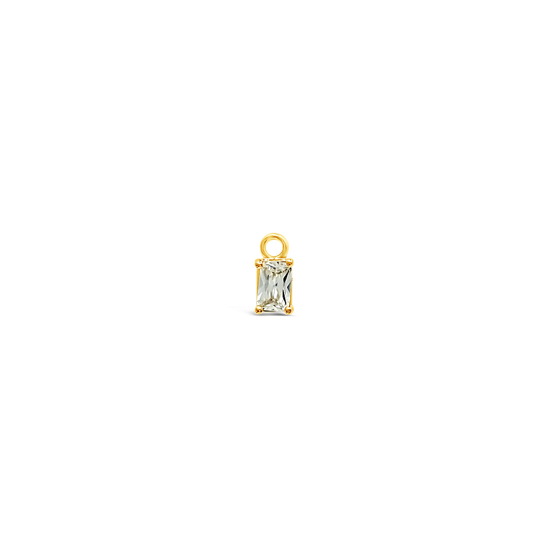Single Earring Stone Charm-White-Gold