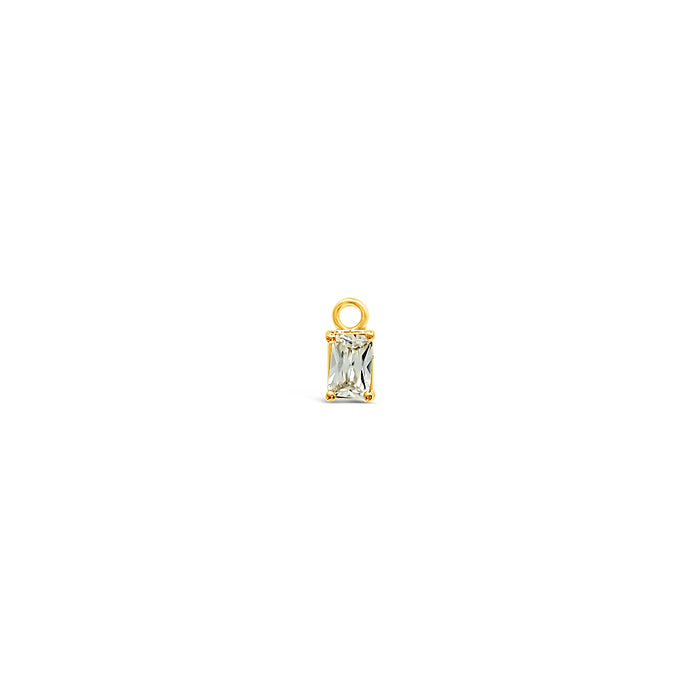 Single Earring Stone Charm-White-Gold