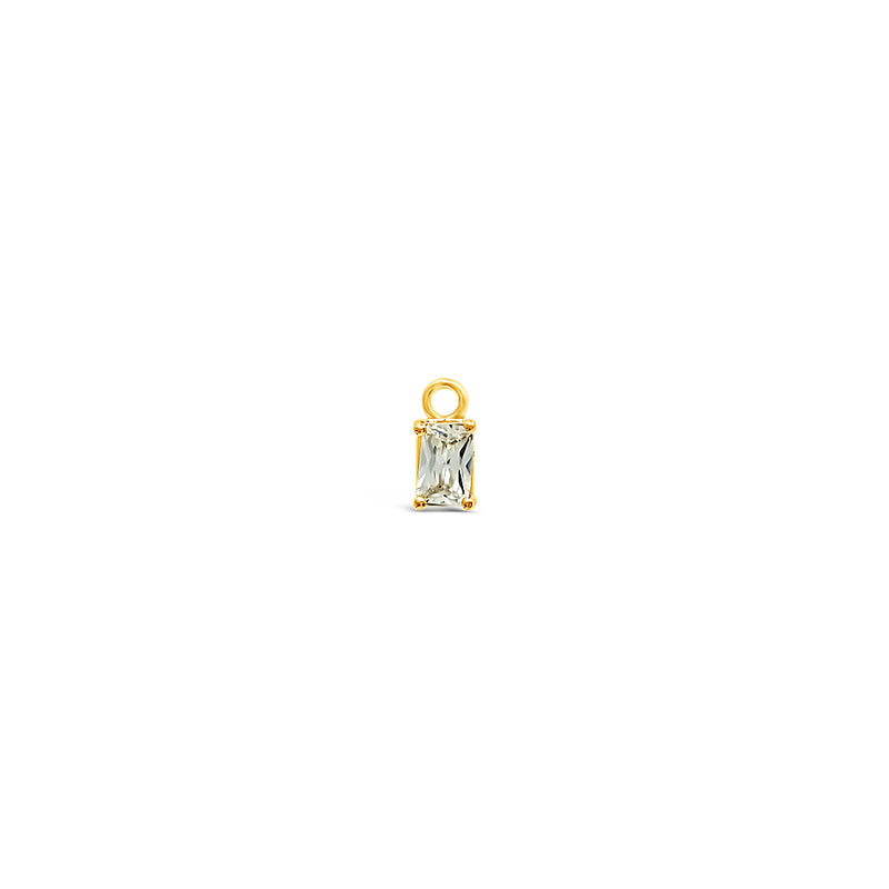 Single Earring Stone Charm-White-Gold