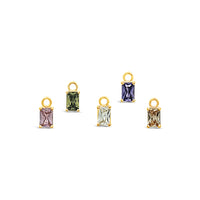 Single Earring Stone Charm-Emerald-Gold