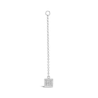 Single Earring Square CZ Charm with Chain