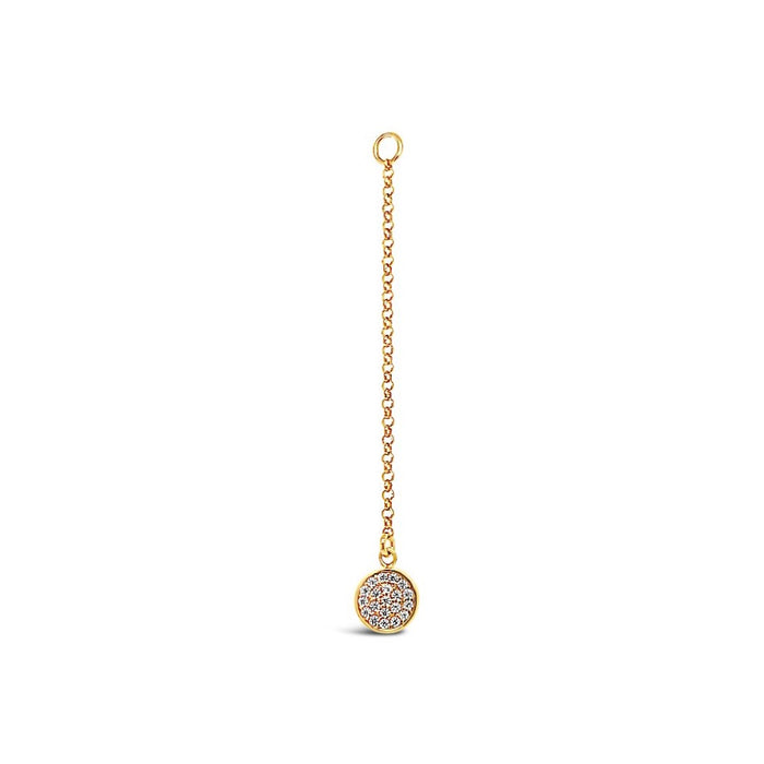 Single Earring Round CZ Charm with Chain