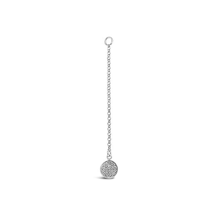 Single Earring Round CZ Charm with Chain