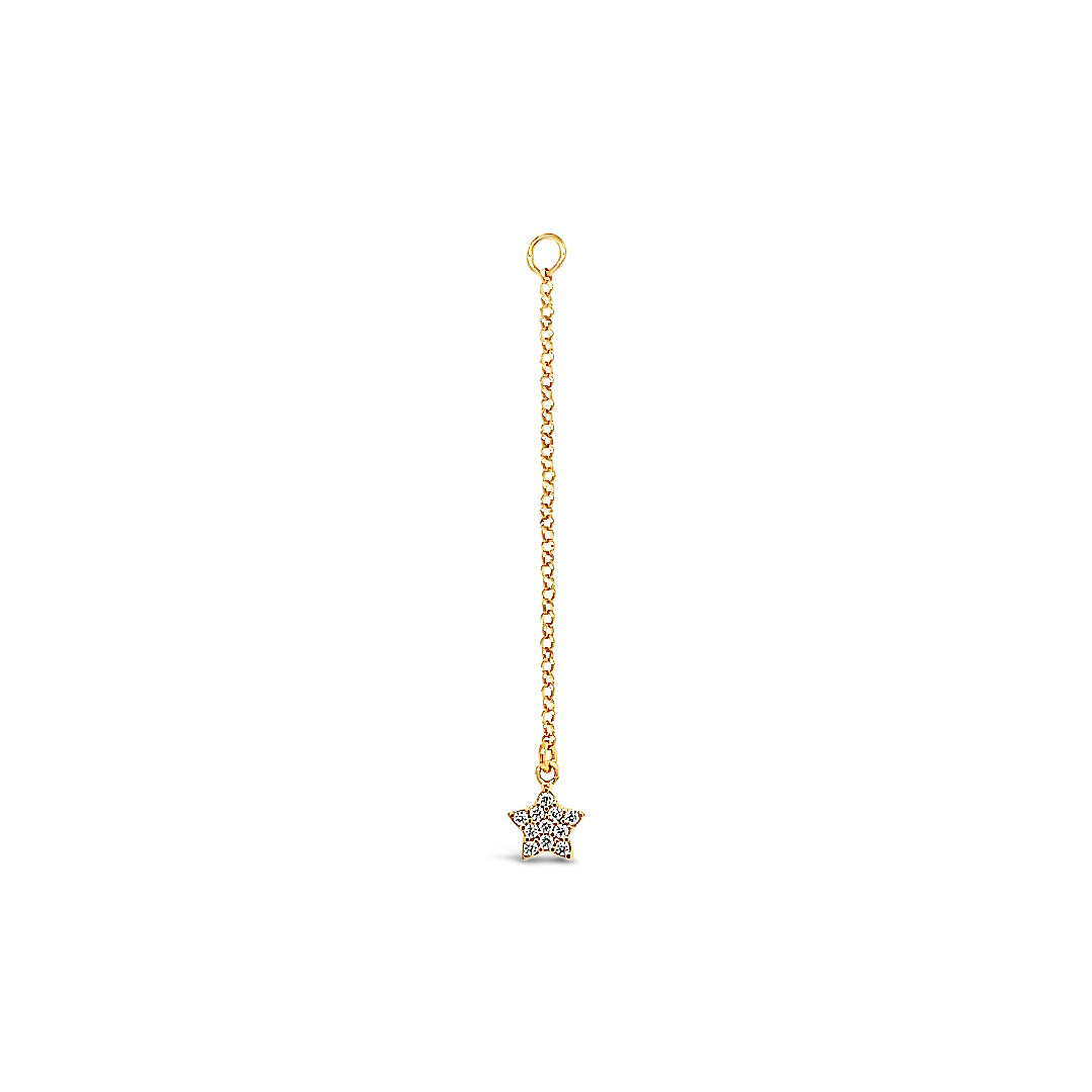 Single Earring Star CZ Charm with Chain