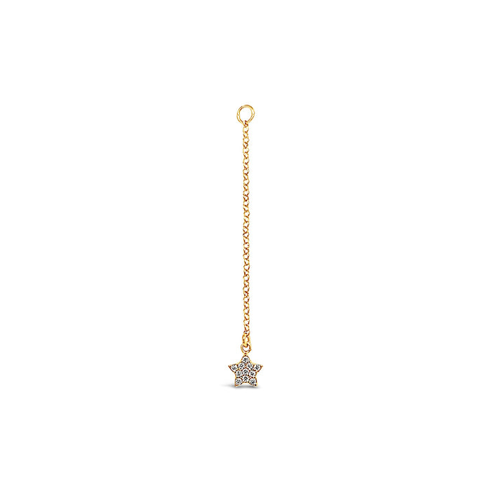 Single Earring Star CZ Charm with Chain