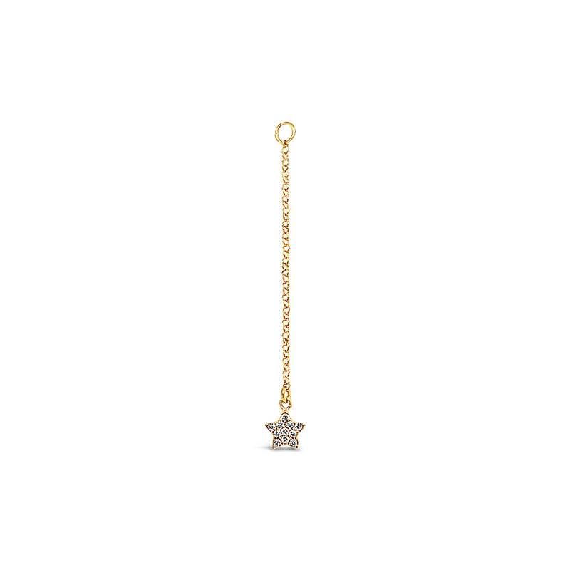 Single Earring Star CZ Charm with Chain