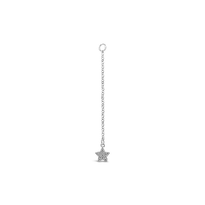 Single Earring Star CZ Charm with Chain