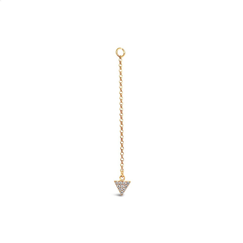 Single Earring Triangle CZ Charm with Chain