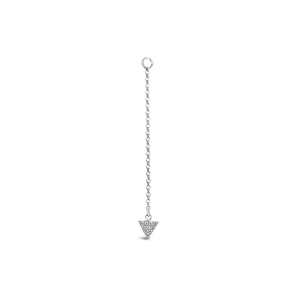 Single Earring Triangle CZ Charm with Chain