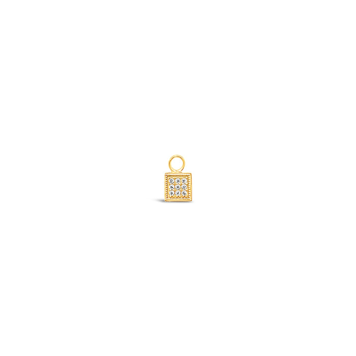 Single Earring Square CZ Charm