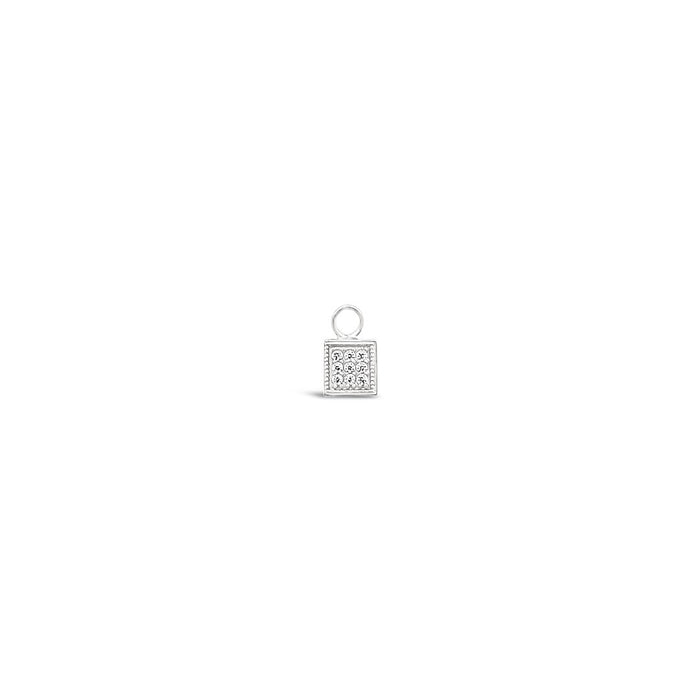 Single Earring Square CZ Charm