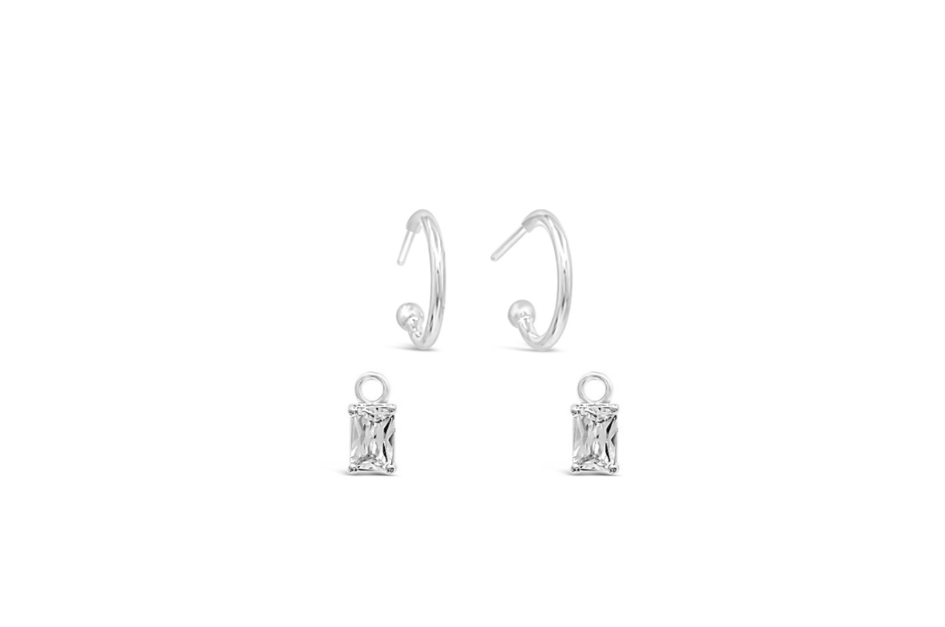 White CZ 10mm Hoop Set