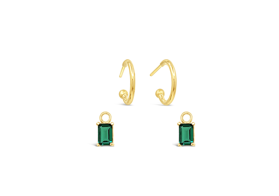 Emerald CZ 10mm Hoop Set-Gold