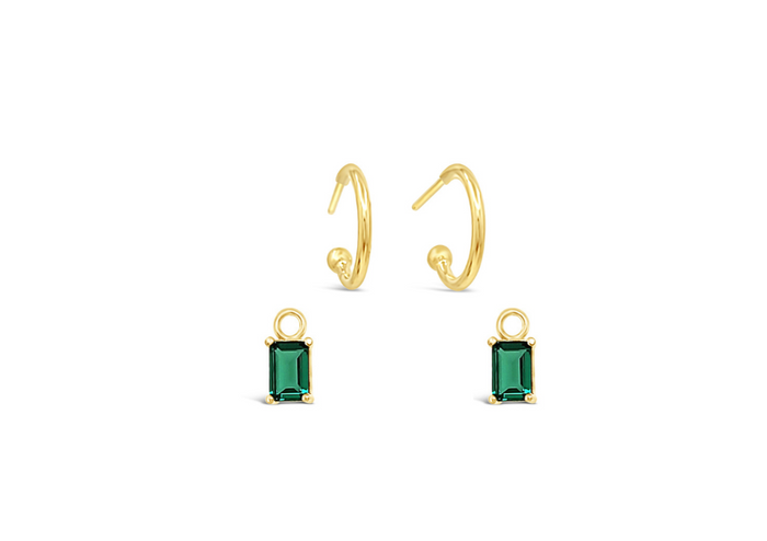 Emerald CZ 10mm Hoop Set-Gold