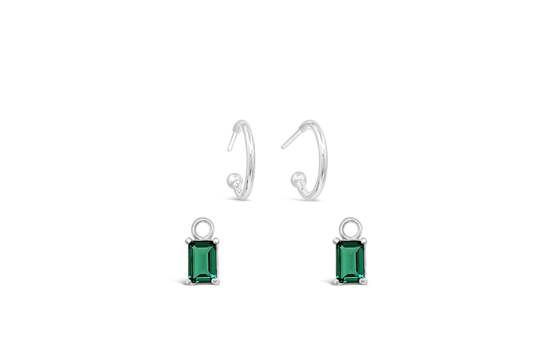Emerald CZ 10mm Hoop Set