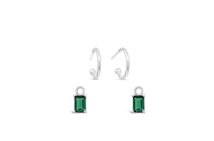 Emerald CZ 10mm Hoop Set