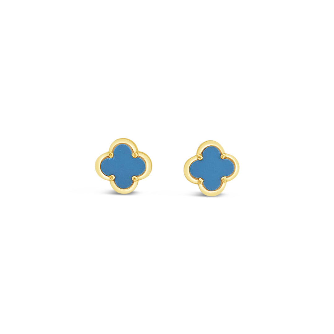 Clover Stud Earring 10mm - Turquoise -Gold