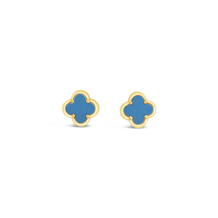 Clover Stud Earring 10mm - Turquoise -Gold