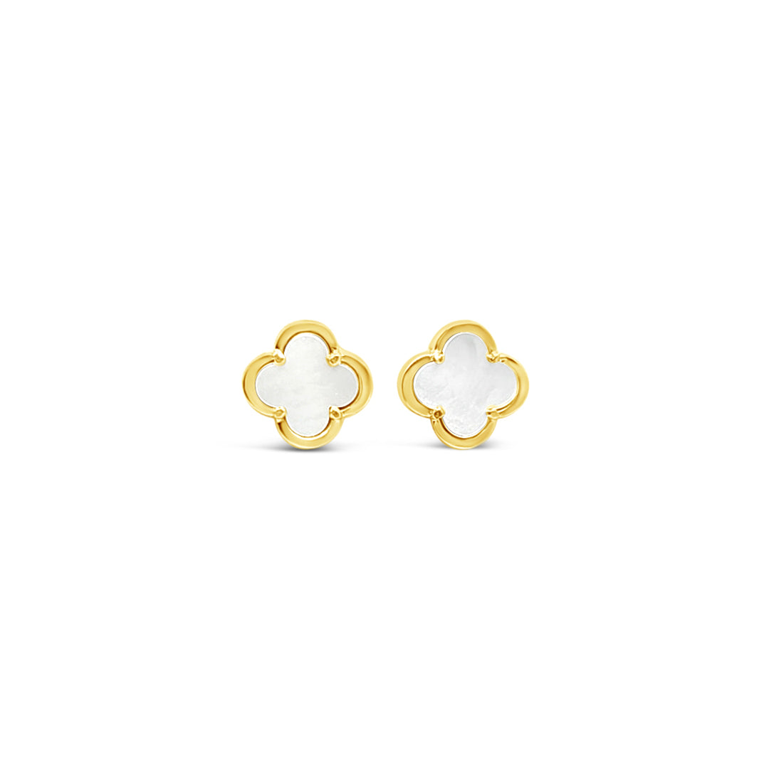 Clover Stud Earring 10mm - Mother of Pearl -Gold