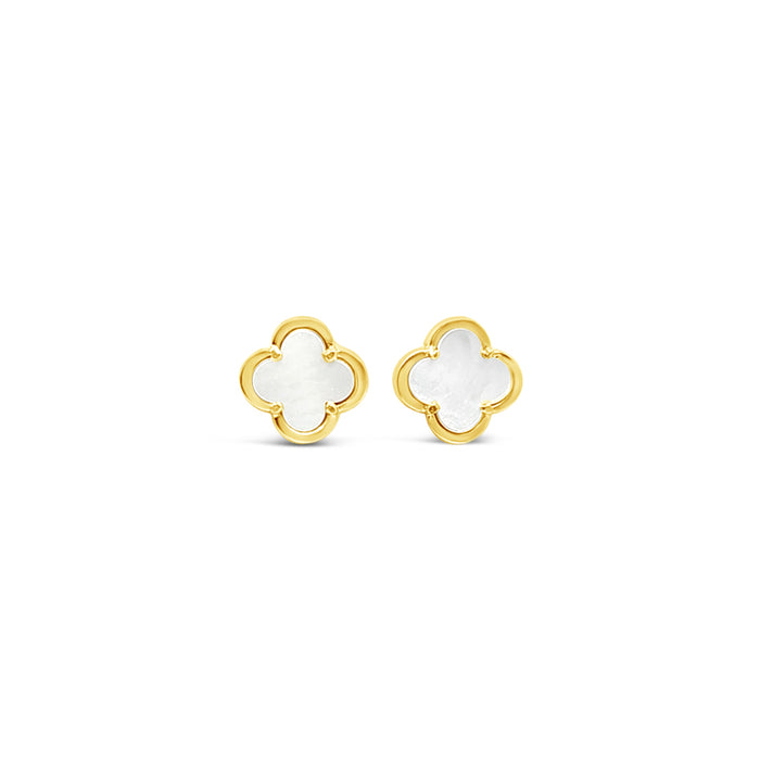 Boucles d'oreilles trèfle 10mm-Nacre de perle