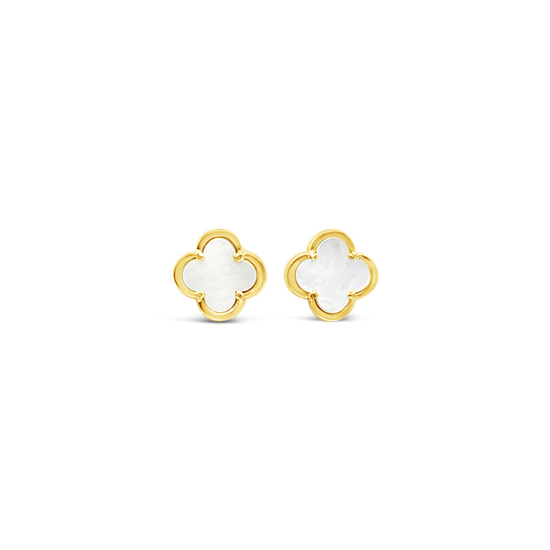 Clover Stud Earring 10mm - Mother of Pearl -Gold