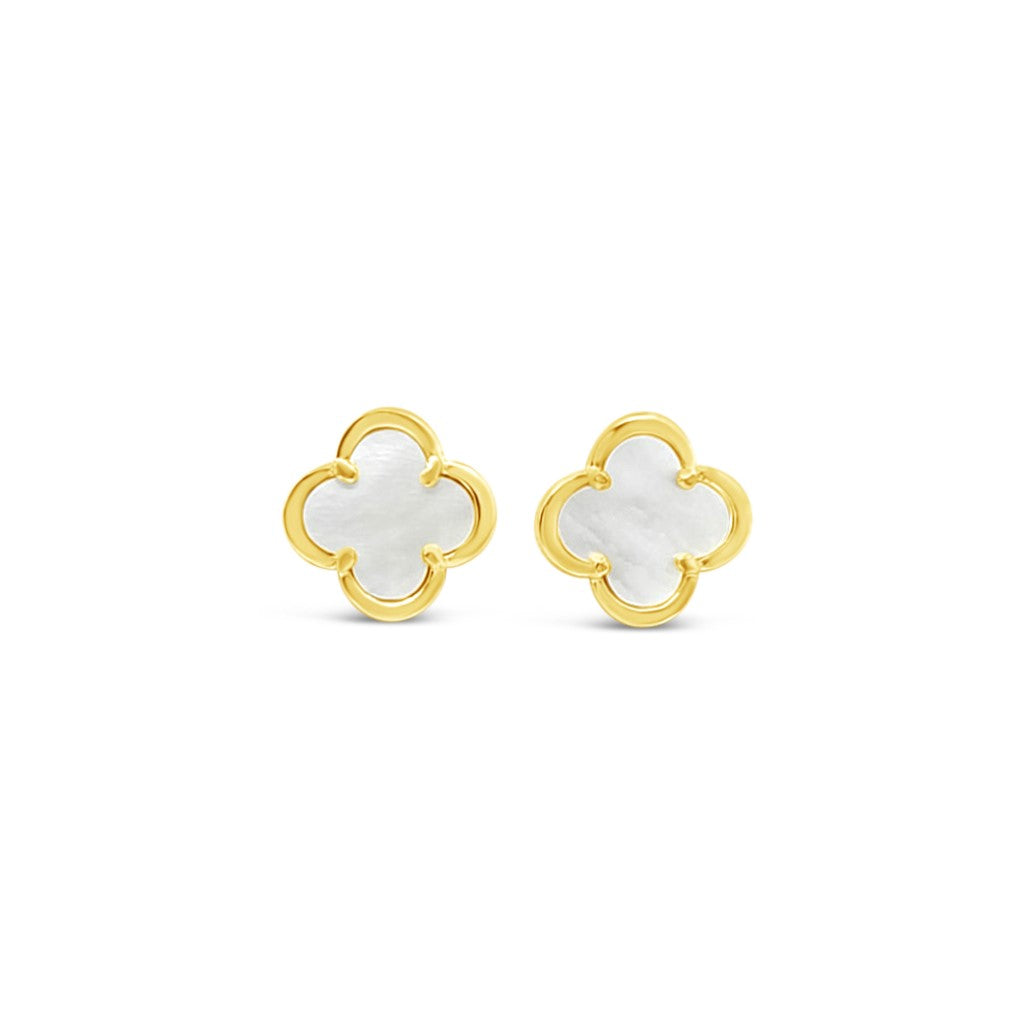 Clover Stud Earring 12mm - Mother of Pearl -Gold
